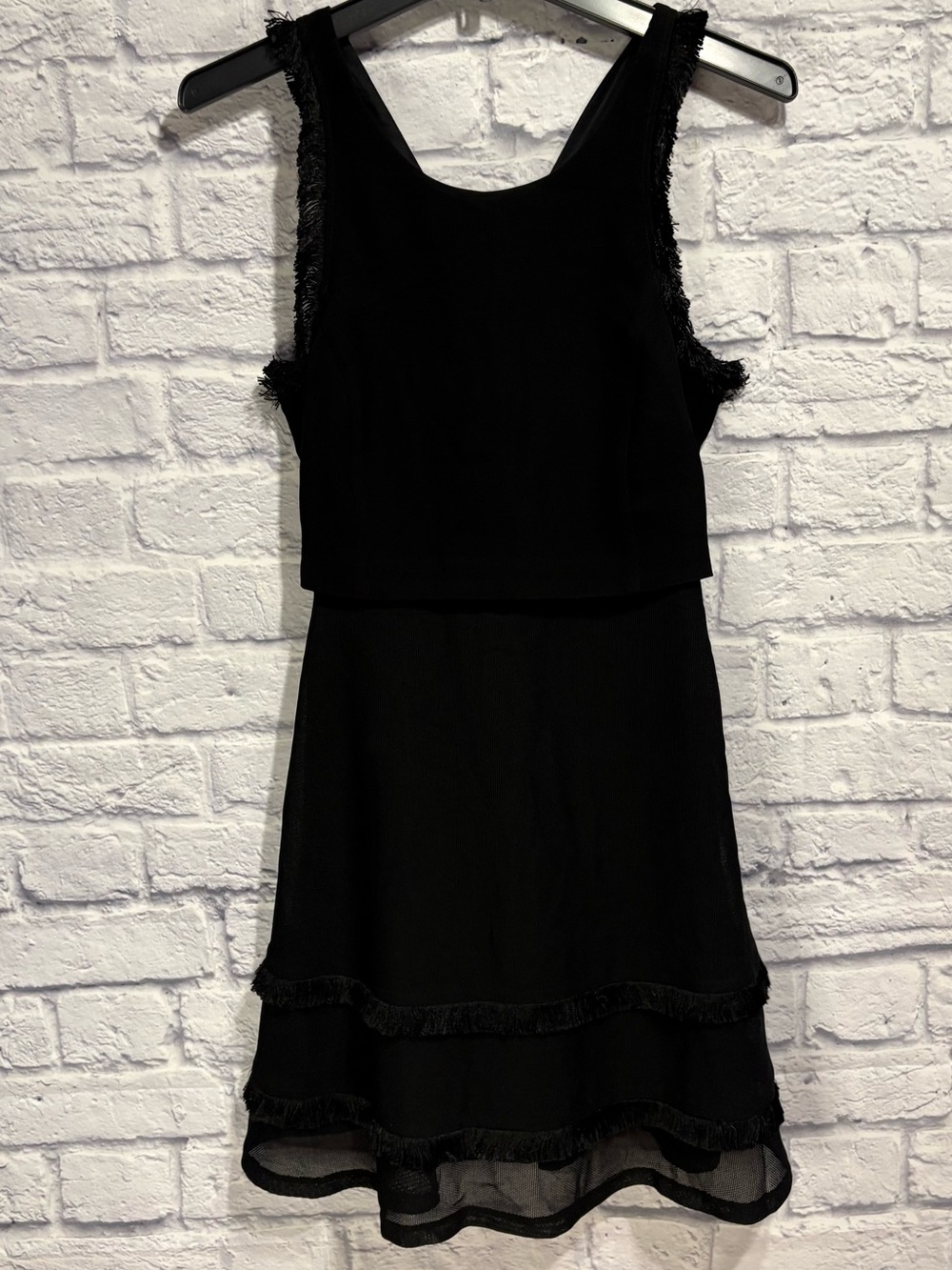 Sandro Black Fringe Trim Dress Size 1